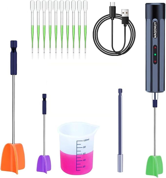 Rechargeable Epoxy Resin Mixer,USB Handheld Electric Resin Mixer for Mixing Epoxy Without Bubbles, Resin Stirrer for Tumblers Epoxy, Resin Molds, Glazes and Paint (Grey) (White)