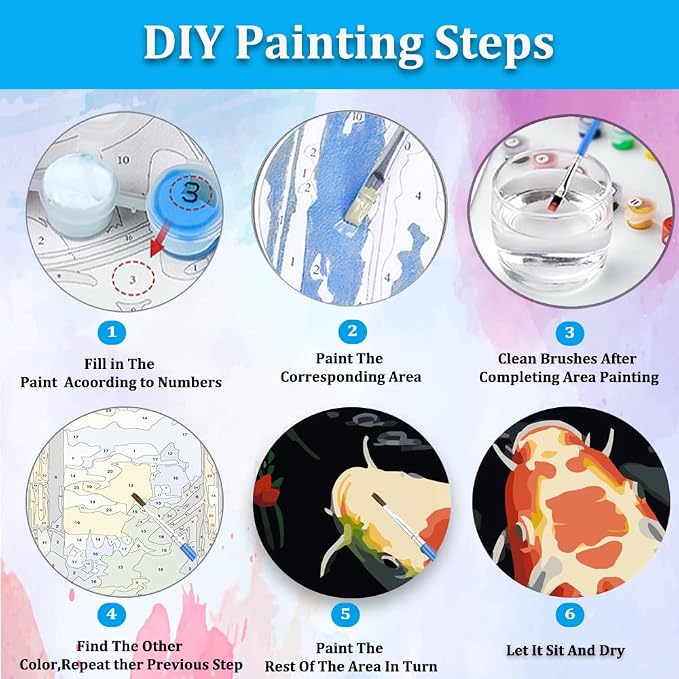 Artunion Koi Fish Paint by Numbers Kit for Adults,Fish Animals Paint by Number Kits, DIY Oil Painting Paint by Number Kits on Canvas Arts Craft for Home Wall Decor 16x20 Inch