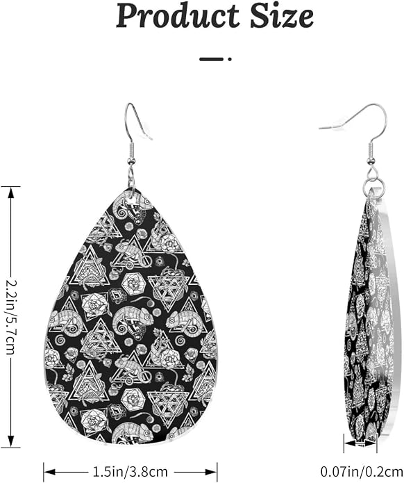 Math Formula Equation Black Drop-Shaped Earrings 2.2 x 1.5 Inches