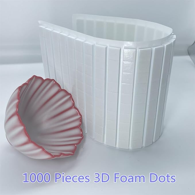 ACFELLE 1000 Pieces 3D Foam Dots Dual-Adhesive Square, 0.4inch Double Sided Pop Dots Sticky Mount Tape for Craft DIY Art or Office Supplies, Shockproof Buffer Adhesive Foam, 4 Sheets