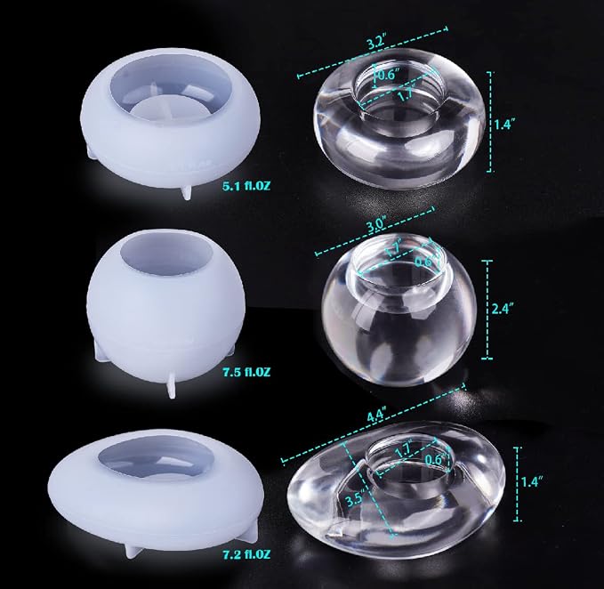 LET'S RESIN Tealight Candle Holder Resin Molds Silicone,3Pcs Tea Light Candle Holder Molds for Resin,Plaster,Cement Concrete,Epoxy Moulds for DIY Home Décor,Great for Beginners