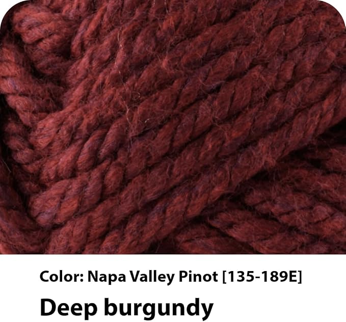 Lion Brand Yarn Hometown Yarn, Super-Bulky Yarn for Knitting, Crocheting, and Crafting, 3 Pack, Napa Valley Pinot