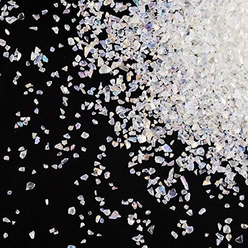 Crushed Glass Irregular Metallic Chips Sprinkles Chunky Glitter Transparency AB 100g 2-4mm for Nail Arts Craft DIY Vase Filler Epoxy Resin Mold Jewelry Making Decoration (Transparency AB, 2-4mm)