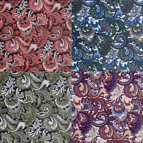 4" 200pcs Cotton Fabric Squares for Sewing Quilting Supplies- Dark Paisley