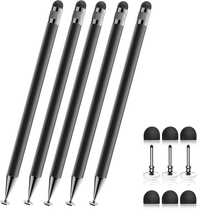 Bopomofo Stylus(5 Pcs),2-in-1 Stylus Pen for Touchscreen,Stylus Pen | Metal Barrel,Suitable for Apple(iPhone/ipad)/Nintendo Switch/Samsung/Google/Microsoft/Android Tablets Touch Screen Devices