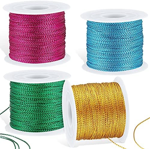 Shappy 440yards x 1mm Metallic Cord Tinsel Rope, Bright Multicolor
