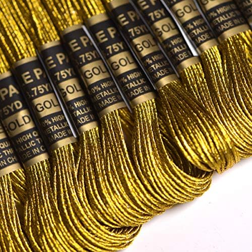 24 Skeins Metallic Embroidery Thread -Cross Stitch Threads - Friendship Bracelets String - Crafts Floss Gold and Sliver