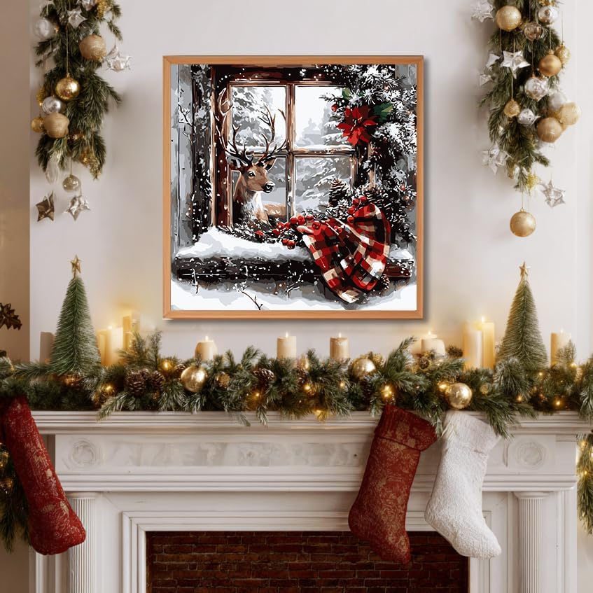 xcemhil Deer Paint by Numbers Kit for Adults, Deer Painting by Numbers, Adult Paint by Number Kits Suitable for Gifts and Interior Decor - 16x20 Inch