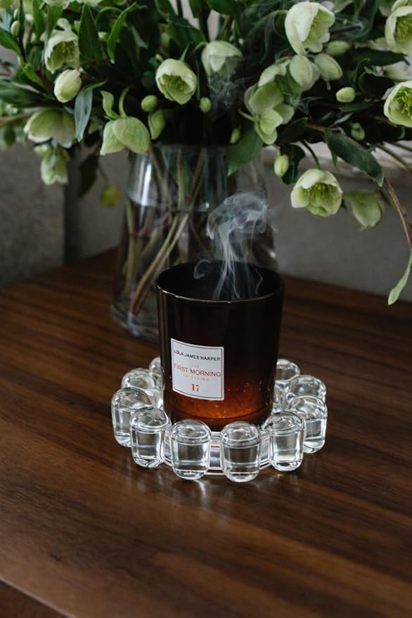 Alice Lane Home Collection Original Clear Glass Small Bubble Candle Dish | Votive and Candle Plate, Diffuser Base, Wax Catcher, Decorative Tray, Jewelry Catchall, Decorative Tabletop Accent