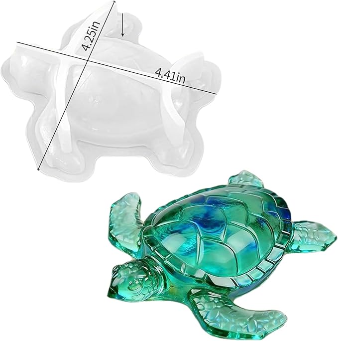2Pc 3D Sea Turtle Silicone Resin Mold Realistic Turtle Animal Epoxy Casting Mold for DIY Garden Decor Tdesktop Ornament Wall Hanging Home Handicraft Table Decoration Keepsake Making