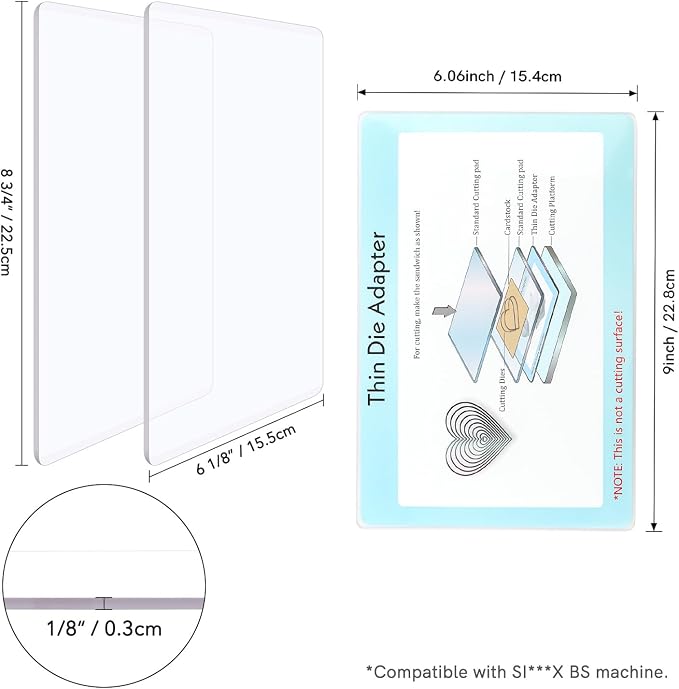 BAOFALI 3 Pcs/Set Standard Cutting Pads and Thin Die Adapter for Die Cutting Machine for Die Cutting Machine; Polycarbonate Cutting Pads
