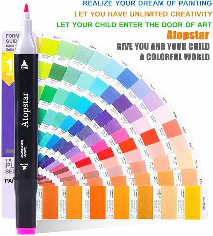 ATOPSTAR 168 Colors Alcohol Markers Artist Drawing Dual Tip Marker Pen for Adult Coloring Painting Supplies Perfect for Kids Boys Girls Students Adult(168 Black Shell)