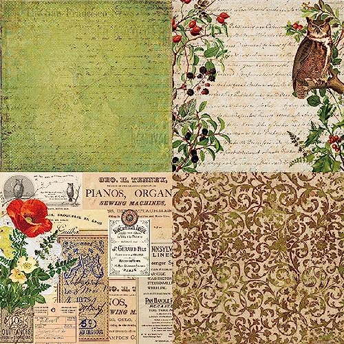 YASMEN Scrapbook Paper Pad 6x6, Vintage Patterned Cardstock Paper Pads for Card Making, Journals, Planner, DIY Envelopes, Greeting Cards, Gift Card, Decorative Art Craft -24 Sheets
