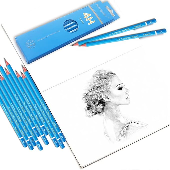 Sketch Pencils for Drawing 4H, 12pcs Professional Art Drawing Pencils for Shading, Sketching & Doodling | Graphite Pencil for Artists & Beginners