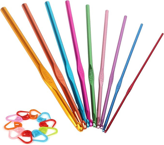 Coopay Crochet Hooks Set-19PCS Metal Crochet Needles with Stitch Markers | Ergonomic Crochet Hook for Comfortable Crocheting and Arthritic Hands(2.0mm/2.5mm/3.0mm/3.5mm/4.0mm/4.5mm/5.0mm/5.5mm/6.0mm)