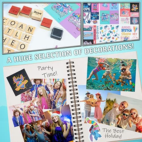 Disney Stitch Scrapbook Kit for Kids DIY Kit with Wito Scrapbook DIY Scrapbooking Accessories Stickers Stamps Gel Pens Glitter Girls Art Set Stitch Gifts for Girls