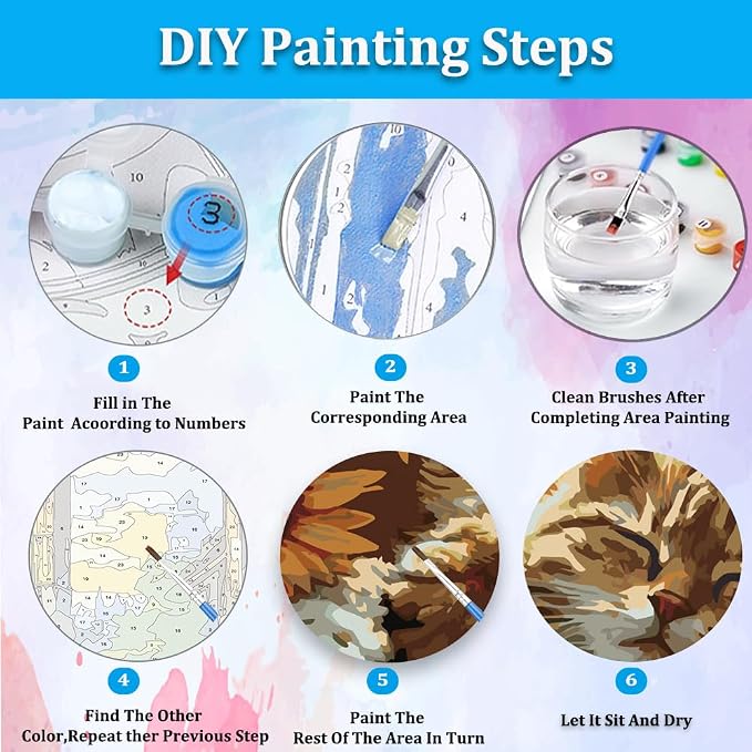 Artunion Sleelp Cat Paint by Numbers Kit for Adults,Sunflowers Paint by Number Kits, DIY Oil Painting Paint by Number Kits on Canvas Arts Craft for Home Wall Decor 16x20 Inch