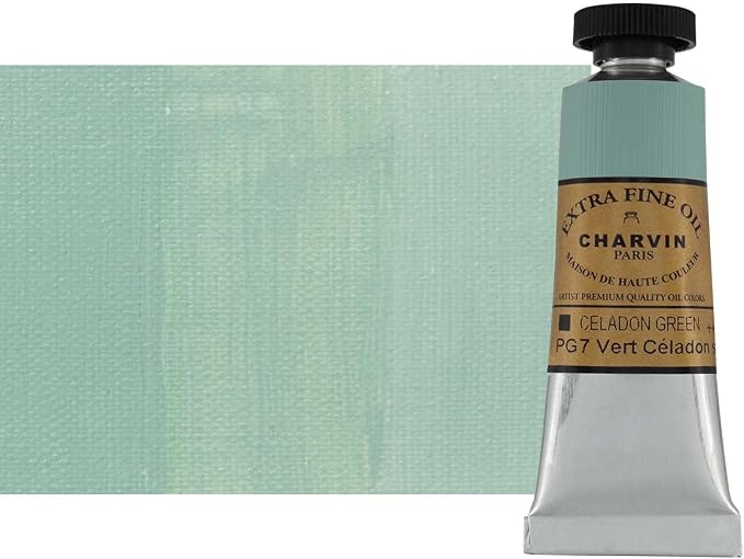Charvin Extra Fine Oil Paint, Celadon Green 20 ml - Triple-Milled, Rich Texture, Poppy Oil-Based, Light-Fast, Handmade, Archival Quality