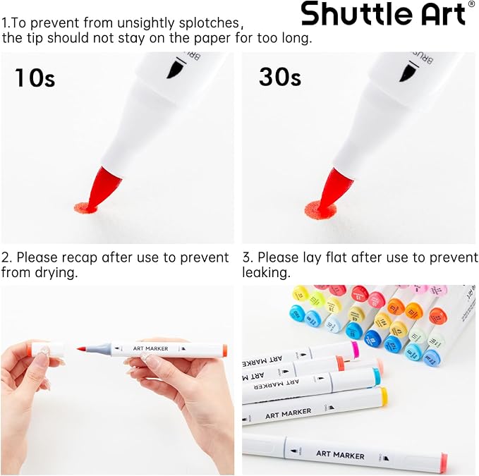 Shuttle Art Brush Tip Alcohol Markers, Dual Tip Brush & Chisel Tip Art Marker Set, 89 Colors Marker Pens with Organized Case Perfect for Illustration Kids Students Adults Coloring Sketching