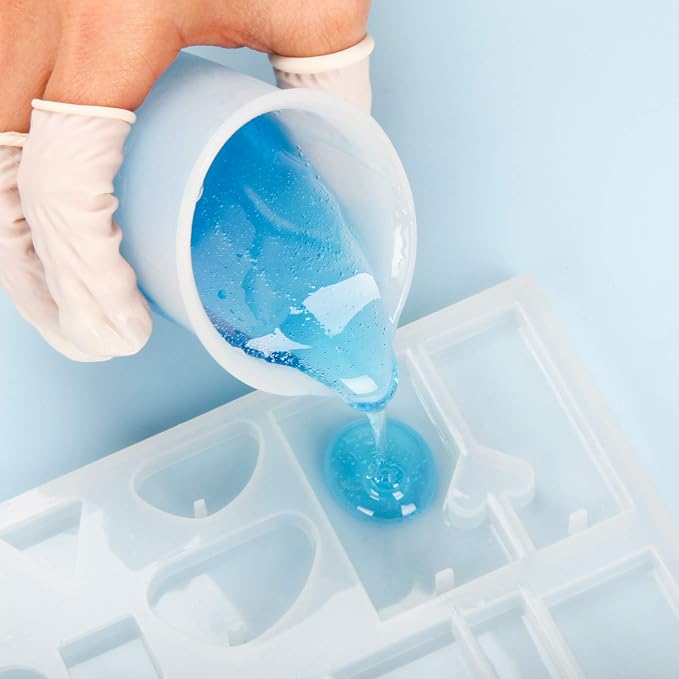 Silicone Resin Measuring Cups Tool Kit- Nicpro 250 & 100 ml Measure Cups, Silicone Popsicle Stir Sticks & Spatula, Pipettes, Gloves for Epoxy Resin Mixing, Molds, Jewelry Making, Waxing, Easy Clean