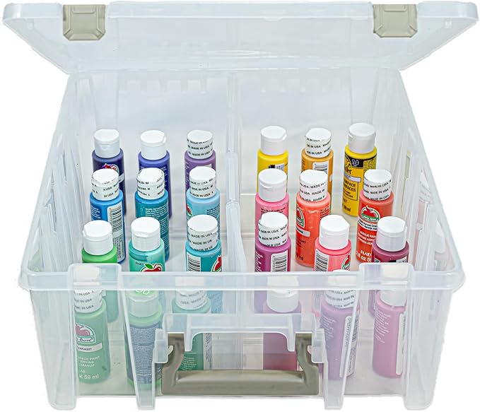 ArtBin 6990SO Super Satchel Double Deep with Removable Dividers, Large Portable Art & Craft Storage with Handle, Translucent/Gold