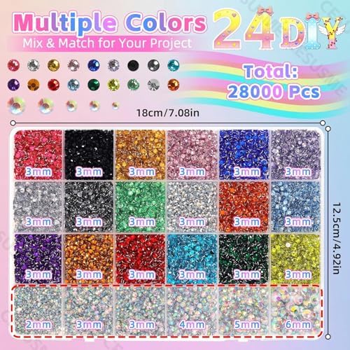 28000Pcs AB Color Rhinestones Bedazzling Kit, Flatback Resin Gems
