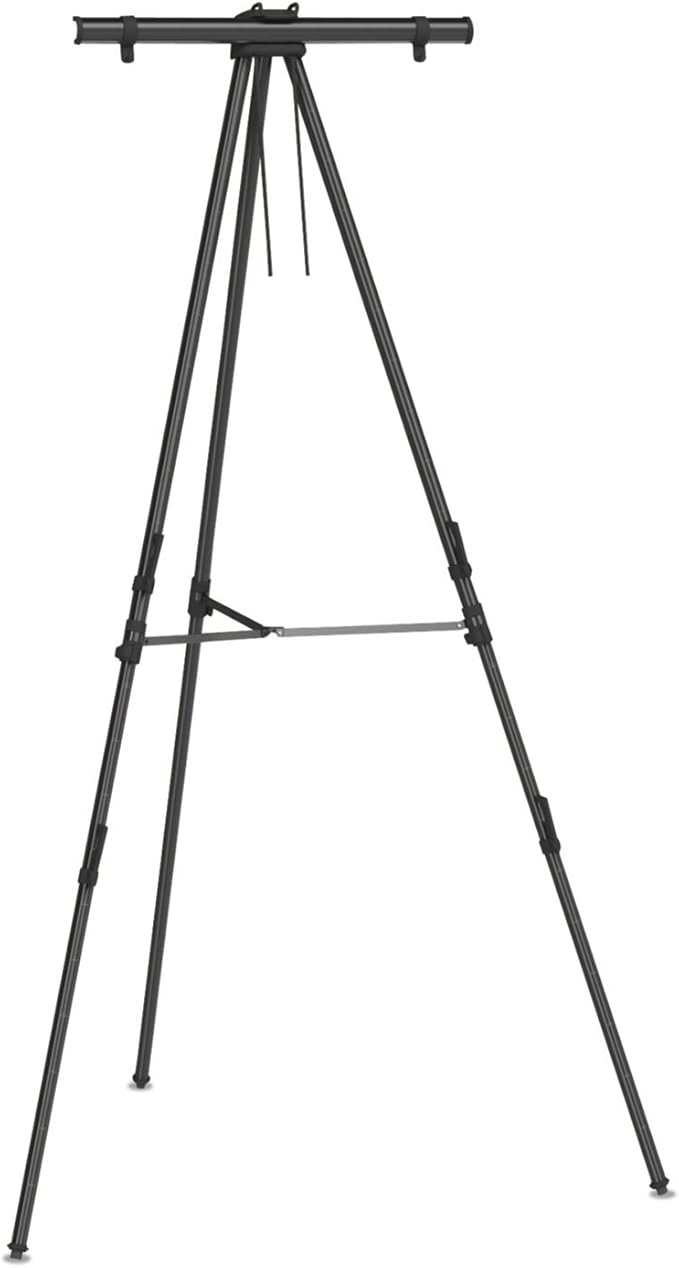 Quartet Easel, Aluminum, Heavy-Duty, Telescoping, 66" Max. Height, Supports 45 Lbs, Black (56EX)