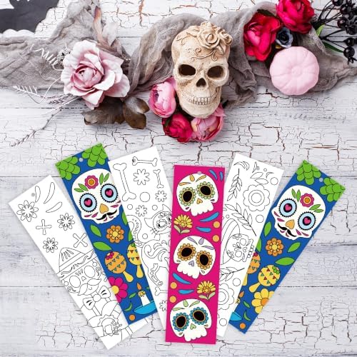 Day of the Dead Color Your Own Bookmarks, Coloring Blank Bookmarks for Kids
