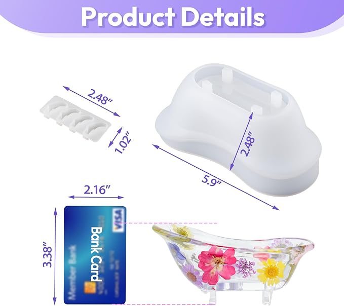 HeyClear Silicone Soap Holder Molds for Resin Casting, Bathroom Soap Dish Resin Molds for Making Soap Holders, Lotion Bars and Bath Bombs