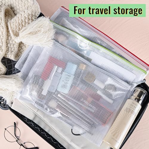 EOOUT 14pcs Zipper Pouches for Organizing, 8 Sizes 14 Colors Waterproof Mesh Bags