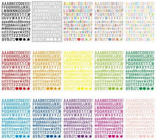 5624 Pcs Small Letter Stickers 37 Sheets Alphabet Stickers,0.5 Inch Vinyl Waterproof Alphabet Number,Labels DIY Crafts Art Making,Windows,Teacher,Classroom,Signs,Notebook(Multicolour)