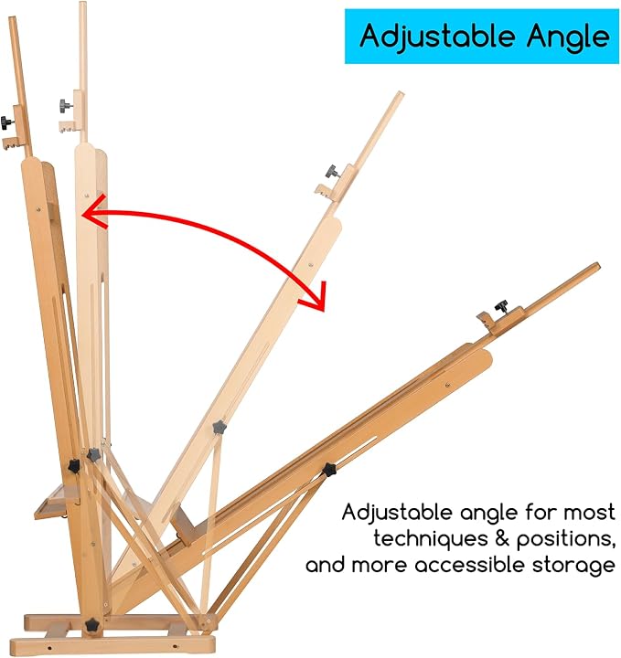 MEEDEN Classic Art Easel for Painting: Solid Beech Wood H‑Frame Easel | Heavy Duty Floor Easel - Adjustable 67"-95" - Holds Canvases up to 48" - for Artists & Adults