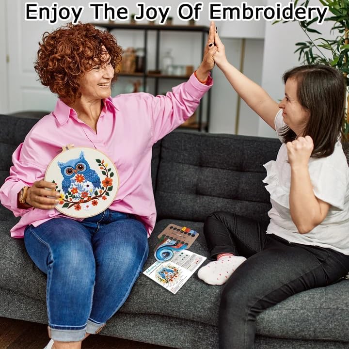 Louise Maelys Owl Embroidery Kit for Beginners Cross Stitch Kit for Adults