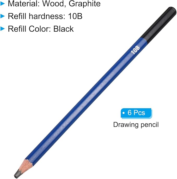PATIKIL 10B Drawing Pencils for Sketching, 6PCS Sketch Pencils for Drawing Art Pencils Graphite Wood Pre-sharpened for Drawing Sketching Artists
