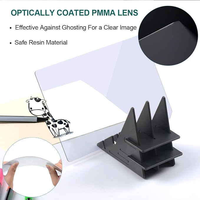 Yuntec Optical Drawing Board Portable Image Drawing Board | Tracing Drawing Projector Painting Board Sketching Tool with PMMA Lens for Beginners, Artists (7.9” x 5.3”) - Small