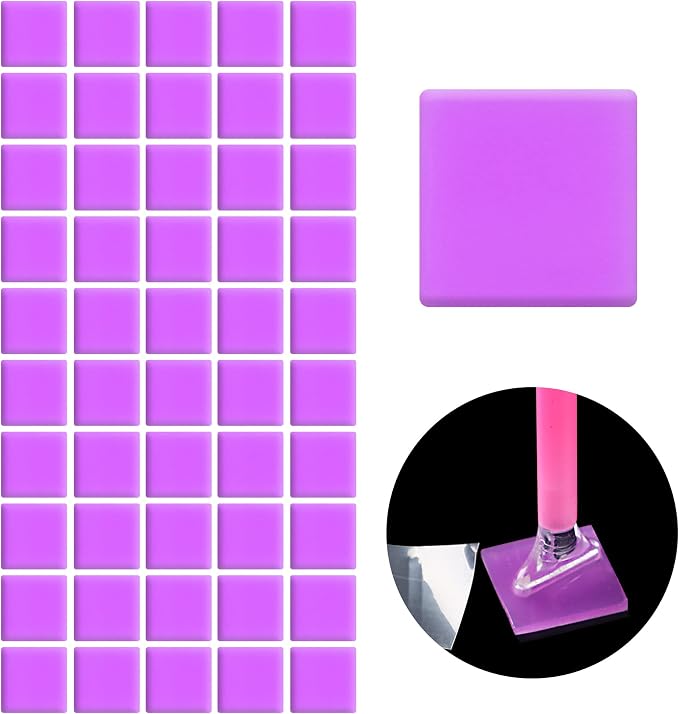 FEBSNOW 60Pcs Painting Glue Clay DIY Diamond Embroidery Wax Tool Set | Diamond Art Wax Pads, Purple Color Putty, Wax Refills for Crafters, Diamond Art Painting Accessories and Tools