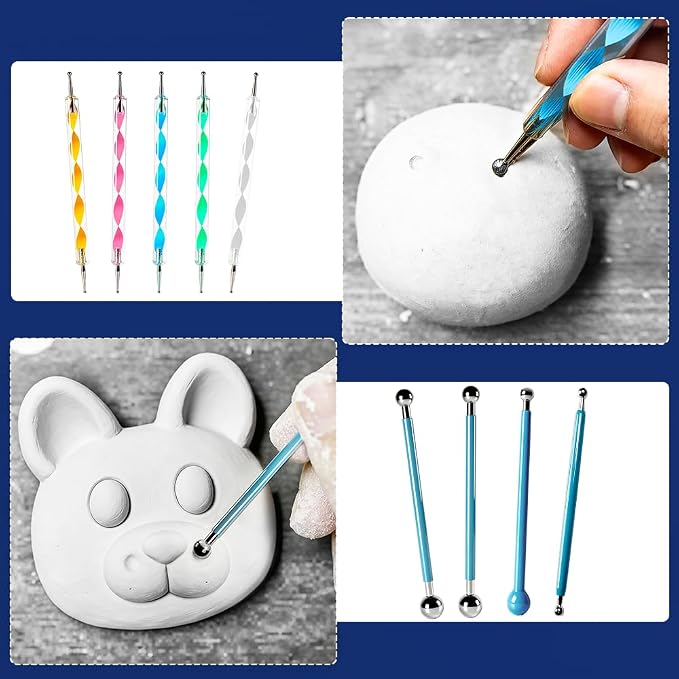 OSBANG Air Dry Clay Glaze and Tools Kit, 100ml Gloss Clear Varnish with 29-Piece Clay Sculpting Set, Protective Top Coat for Polymer Clay and Acrylic Paintings, for Crafting and DIY Projects