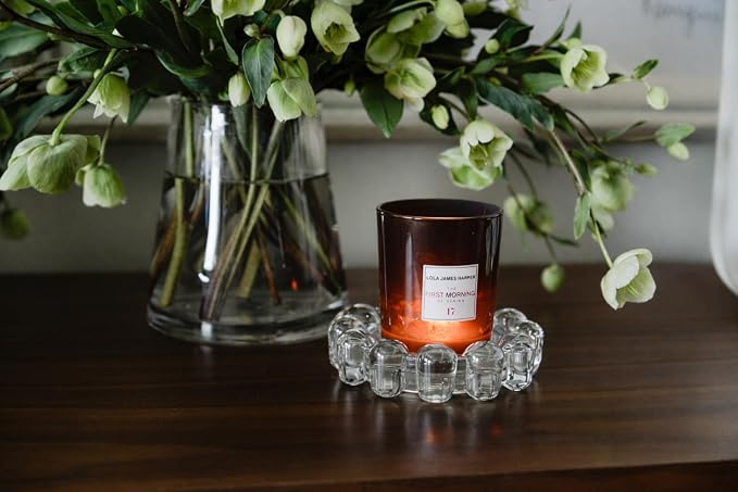 Alice Lane Home Collection Original Clear Glass Small Bubble Candle Dish | Votive and Candle Plate, Diffuser Base, Wax Catcher, Decorative Tray, Jewelry Catchall, Decorative Tabletop Accent