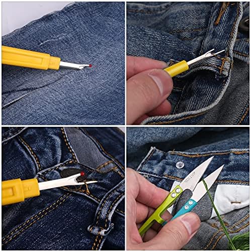 CampTek Seam Ripper, Sewing Stitch Ripper and Thread Remover Tool Kit, 2 Big+2 Small Embroidery Cutter and 1 Thread Snip(Yellow)