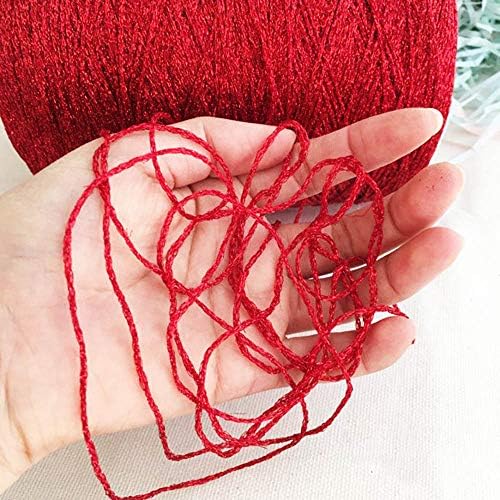 DIY Red Lurex Thread - Shining Glitter Sparkle Metal Yarn for Crochet, Knitting, Sweater, Scarf, Bag & Accessories
