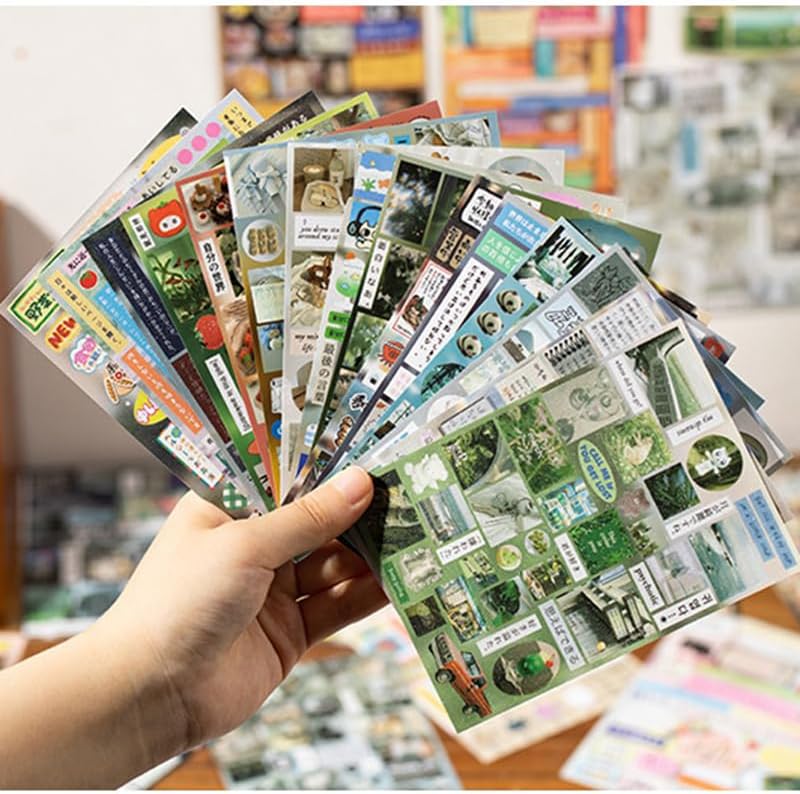 Japanese Sticker Book,Kawaii Sticker Book Japanese Manga Style Heisei Retro Scrapbooking for Journaling Vintage Aesthetic Notebook Decoration