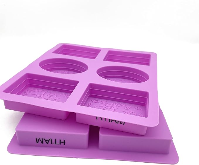 2 Pieces Embossing Flower Chocolate Moulds Soap DIY Mold Silicone Rectangle Oval Soap Molds Handmade Cake Candy Biscuit, Pudding Moulds Ice Cube Trays