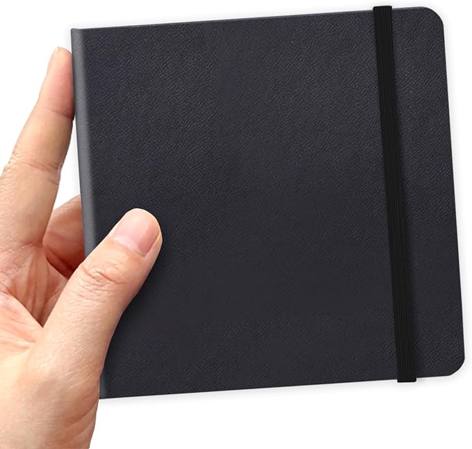 5x5 Inch Black Paper Sketchbook,Small Hardcover Mixed Media Sketch Pad