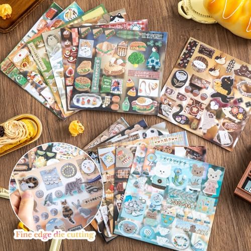 Girl's Japanese Retro Sticker Book, Animal and Plant Theme - 800+ Cute Old Showa Style Embroidered Stickers, for DIY Scrapbooking Journaling Handbook Decoration