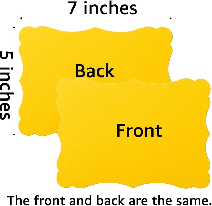50 Pack Blank Kraft Greeting Cards, Yellow, 5 Colors, 5x7IN