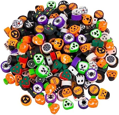 200 Pcs Halloween Polymer Clay Beads, Mixed Heishi Spacer Beads Supplies