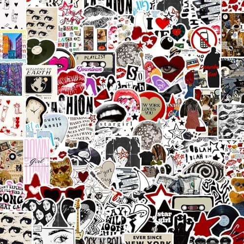 DothRayan Aesthetic Downtown Girls Stickers Pack, 100Pcs Cool Trendy Y2K Stickers for Water Bottle Funny Waterproof Sticker for Teens Adults Vinyl Decals for Laptop Skateboard Party Supplies