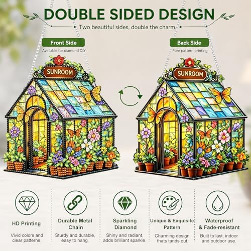 HMZephitiquc Sunroom Hanging Diamond Art Kits for Adults, Special Shaped Crystal Diamond Painting Suncatchers, 5D Gem Art for Adults, Sun Catchers DIY Craft Kits for Gift Home Decor