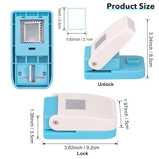Stamp Punch, Stamp Cutter, 1x0.8inch Rectangle Postage Stamps Paper Punches for Crafting DIY Scrapbooking Journaling, Stamp-Hole Puncher, StampShape Hole Puncher for Junk Journal Card Making Supplies
