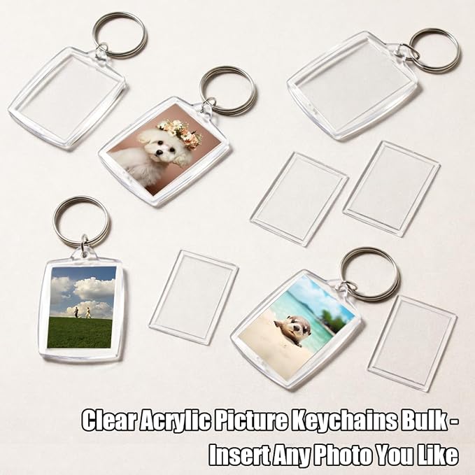 REDANHA 12pcs Acrylic Photo Frame Keychain Holder 2 x 3 In Picture Insert Blank Keyring Clear Picture Holder for DIY Craft